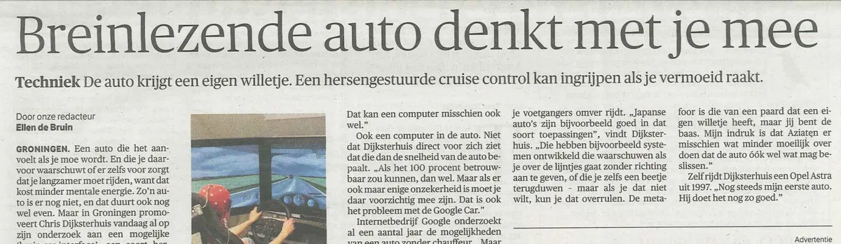 Kop in NRC: Breinlezende auto denkt met je mee